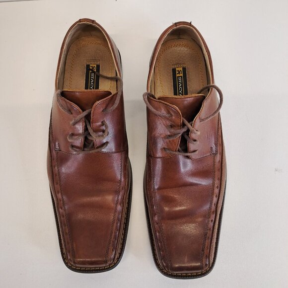 Stacy Adams Dayton Square Toe Lace Up Brown Shoes Size 10 - Picture 4 of 16